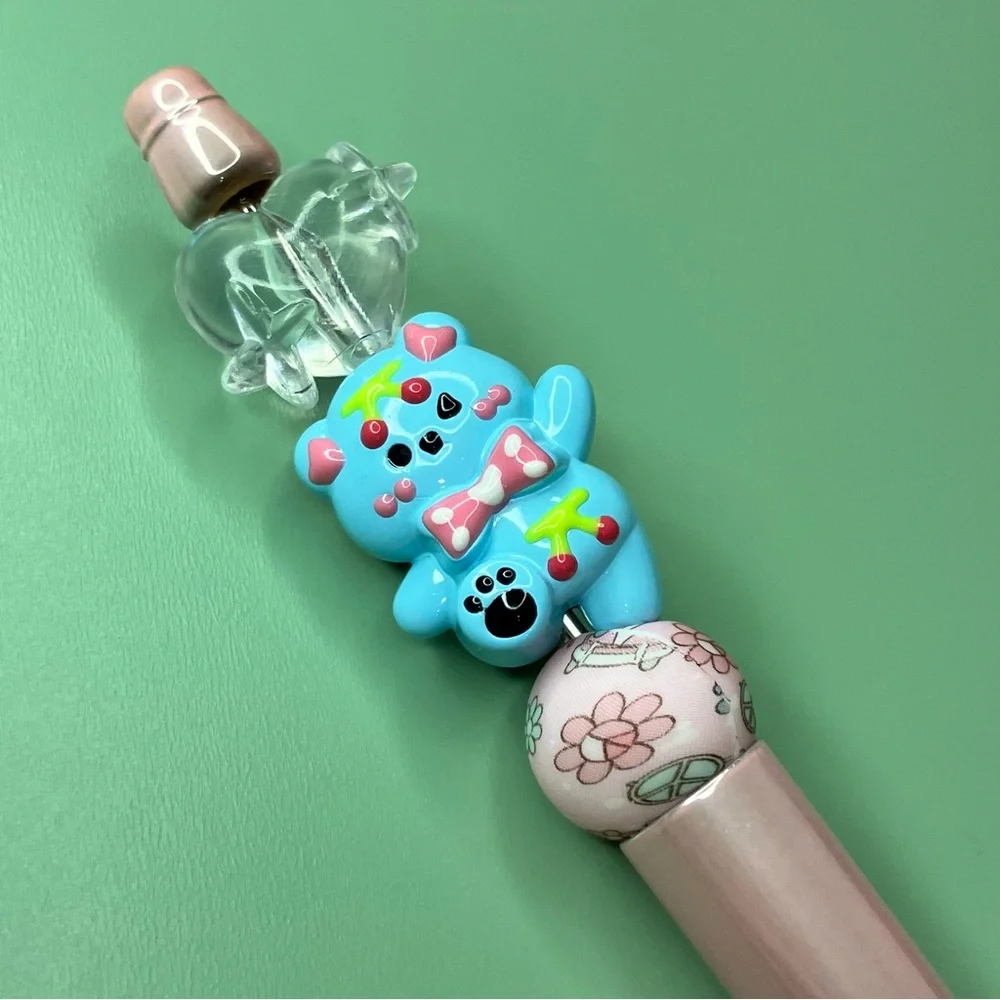 Cute Handpainted Bear Retro Bead Handmade Beaded Pen Kawaii Vibes